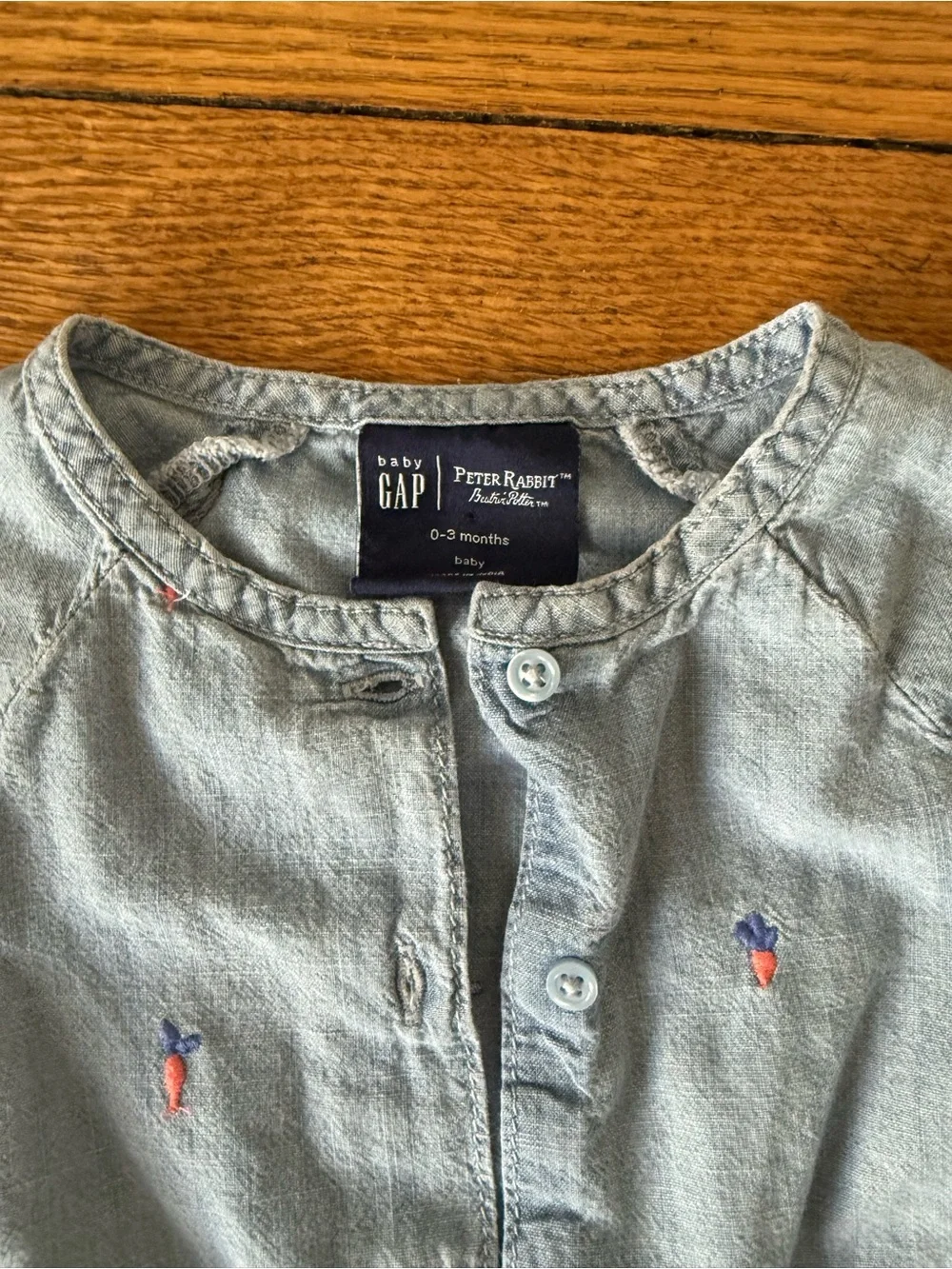GAP Baby x Peter Rabbit Chambray Romper - Size 0-3 Months